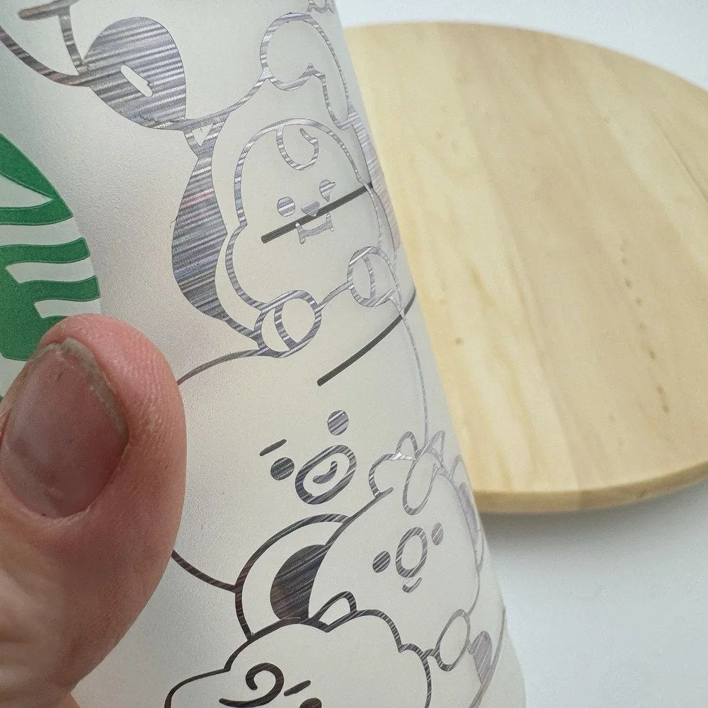 Starbucks Reusable Cold Cup 24Oz BT21 Inspired Cartoon Characters Plastic‎ Lid